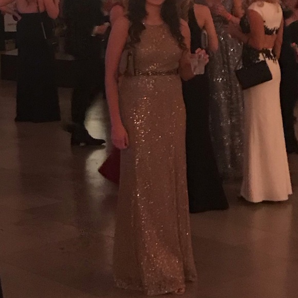 Ignite Sequin Lace Taupe Ball Gown - Picture 3 of 7